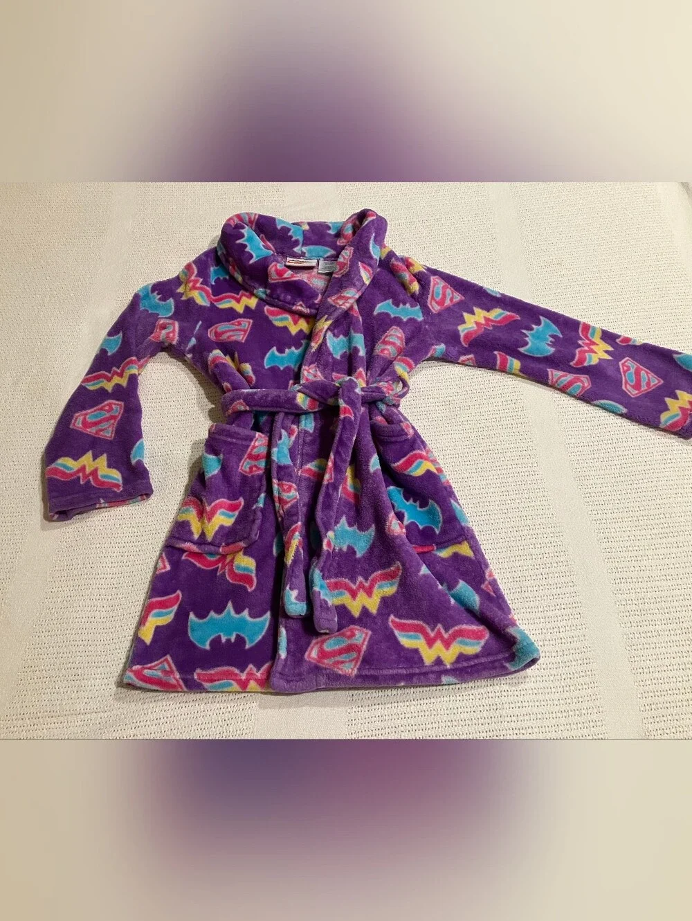 $3 If Bundled. Girls' Purple Superhero Plush Robe - Kids Pajamas